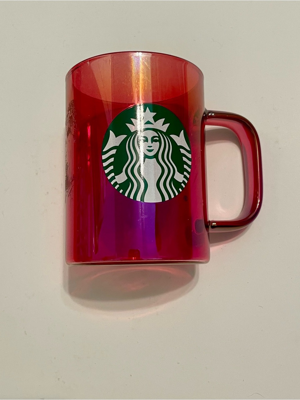 Starbucks 2019 Christmas Holiday Red Iridescent Glass 14oz Coffee Mug